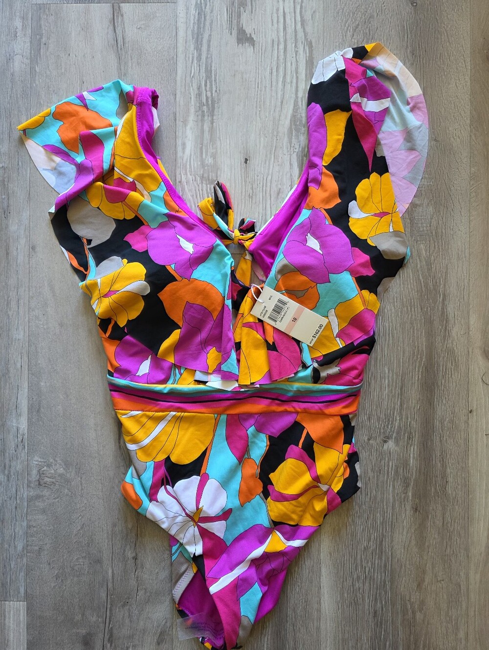 Womens NWT Trina Turk Gemini Ruffle Swimsuit Size 10